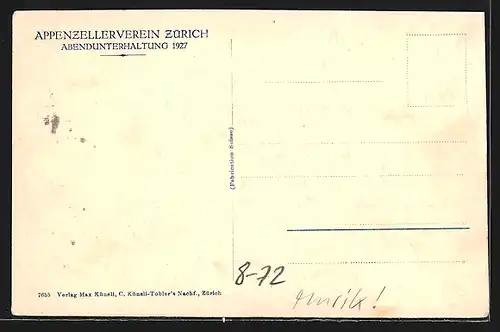 AK Appenzellerverein Zürich, Abendunterhaltung 1927