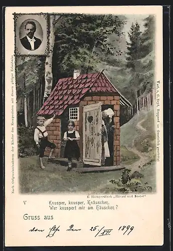 AK E. Humperdinck Hänsel & Gretel, Kinder am Knusperhaus