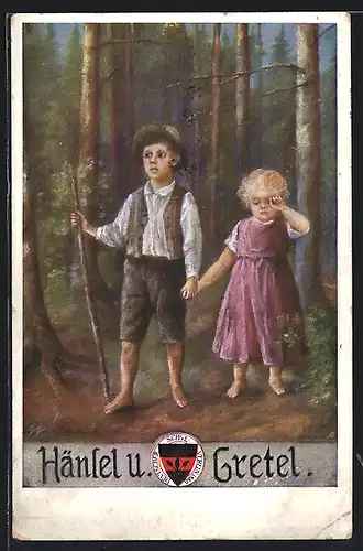 Künstler-AK Deutscher Schulverein Nr. 57: Hänsel und Gretel im Wald