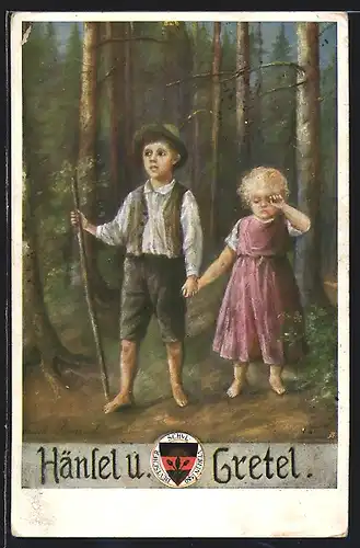 Künstler-AK Deutscher Schulverein Nr. 57: Hänsel und Gretel im Wald
