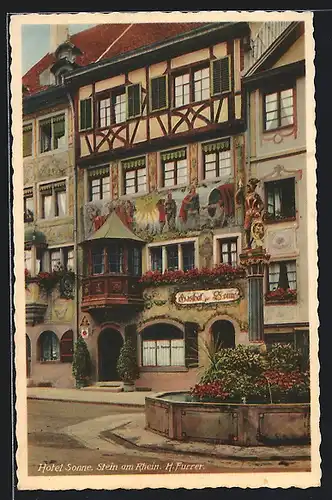 AK Stein am Rhein, Hotel Sonne mit Brunnen