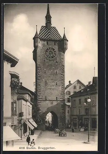 AK Baden, Strassenpartie am Bruggertor