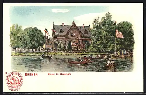 Lithographie Bremen, Cafe Meierei im Bürgerpark