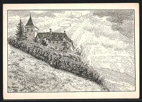 Künstler-AK Cleebronn /Württ., Kirche auf dem Michaelsberg