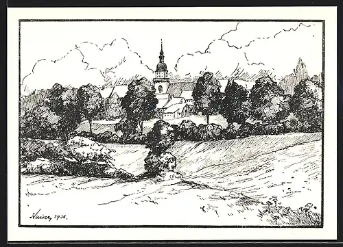 AK Frankenberg, Totalansicht mit Kirche