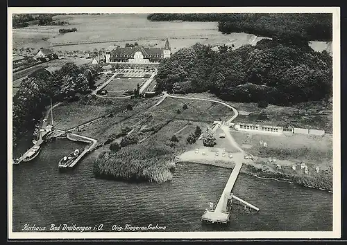AK Bad Dreibergen i. O., Kurhaus Bad Dreibergen mit Strandbad, Fliegeraufnahme