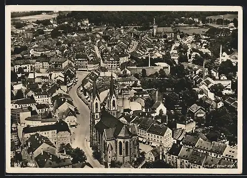 AK Hof i. Bay., Teilansicht vom Flugzeug aus