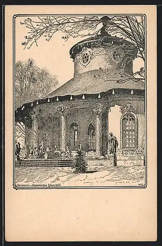 Künstler-AK Potsdam, Sanssouci, Japanisches Häuschen