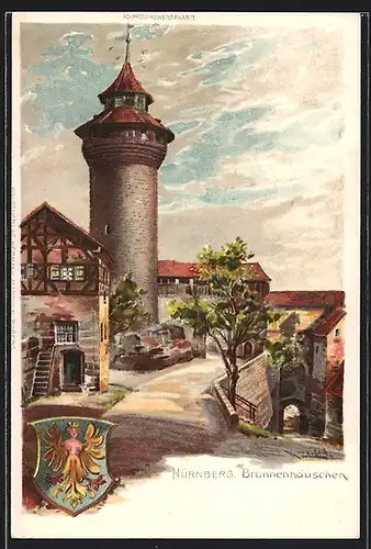 Lithographie Nürnberg, Am Brunnenhäuschen, Wappen