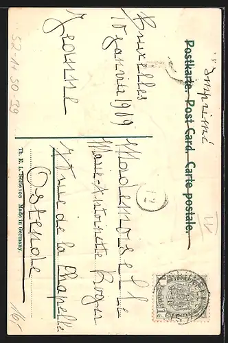 Künstler-AK Boxer im Ruderboot mit Pfeife und Südwester