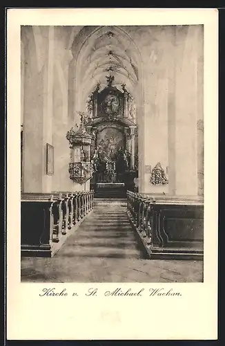 AK Weissenkirchen in der Wachau, St. Michael, Kircheninneres mit Altar