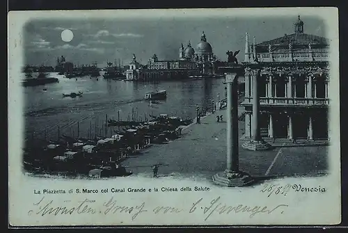 AK Venezia, La Piazzetta di S. Marco col Canal Grande e la Chiesa della Salute