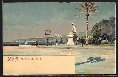 Künstler-AK Napoli, Villa Nazionale e Posillipo