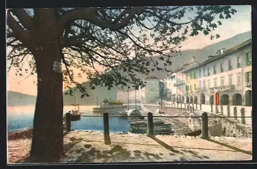 AK Cannobio, Lago Maggiore, Blick auf Hafenpartie