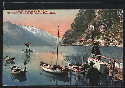AK Riva, Lago di Garda, Veduta verso la strada del Ponale e Monte Baldo