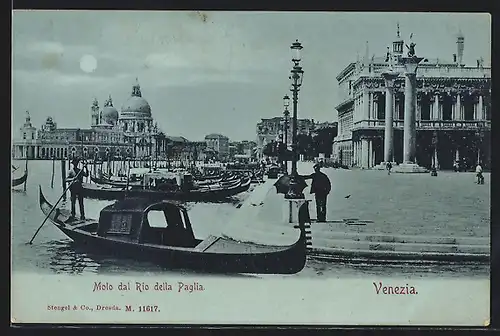 Mondschein-AK Venezia, Molo dal Rio della Paglia