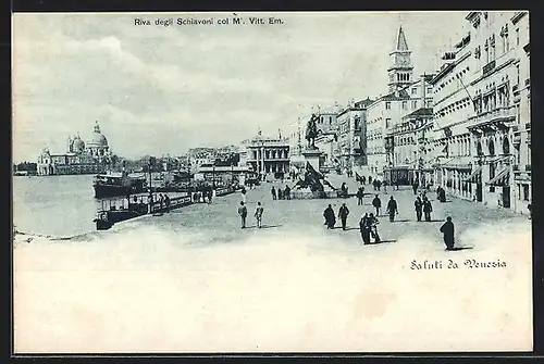 AK Venezia, Riva degli Schiavoni col M. Vitt. Em.