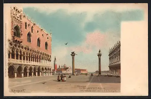 Künstler-AK Venezia, La Piazetta de S. Marco