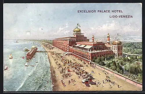 Künstler-AK Venezia, Excelsior Palace Hotel Lido