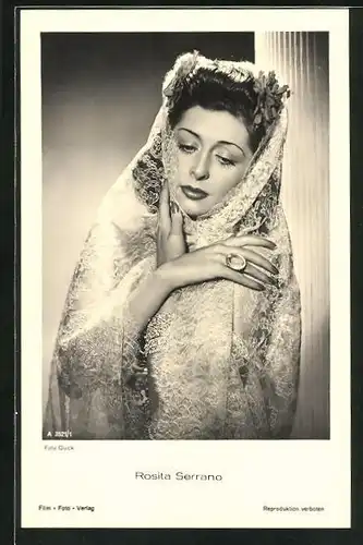 AK Schauspielerin Rosita Serrano mit Kopftuch