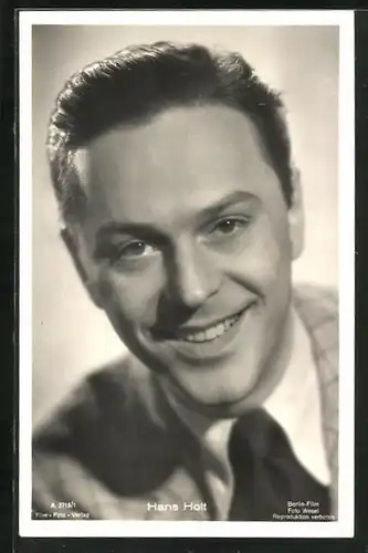 AK Schauspieler Hans Holt mit freundlichem Lächeln