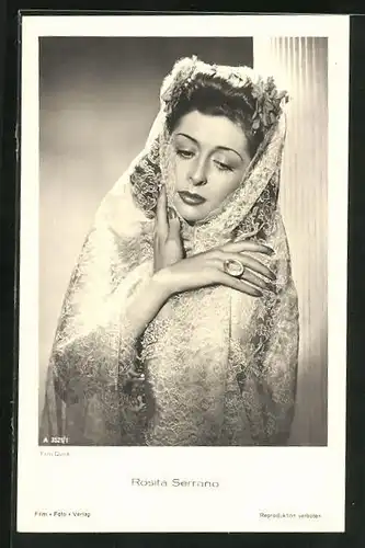 AK Schauspielerin Rosita Serrano mit weissem Schleier