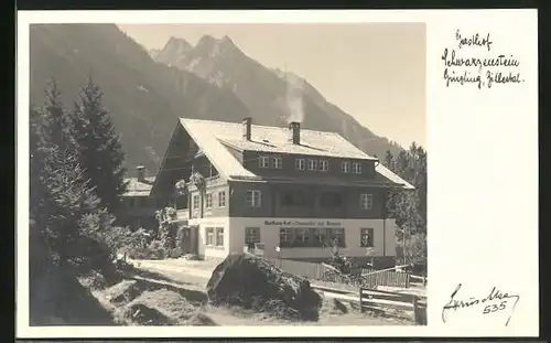 AK Ginzling, Gasthof Schwarzenstein im Sonnenschein