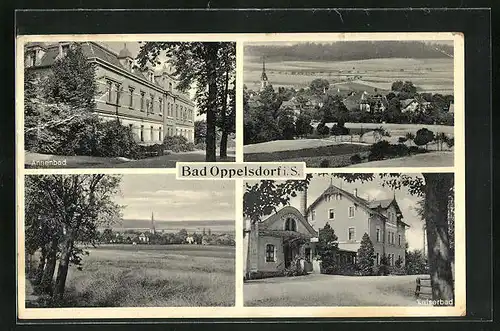 AK Bad Oppelsdorf i. S., Hotel Kaiserbad, Annenbad, Ortsansicht