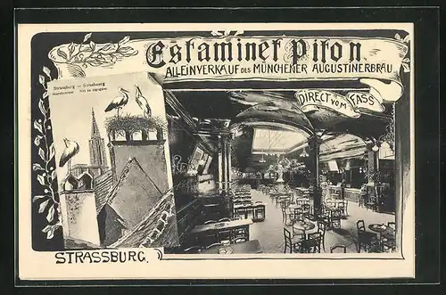 AK Strassburg, Gasthof Estaminet Piton, Gastraum