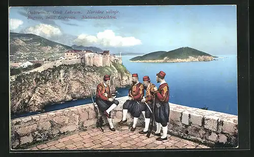 AK Dubrovnik / Ragusa, Insel Lacroma und Nationaltrachten