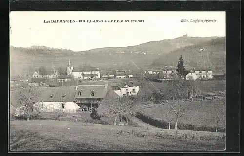 AK Bourg-de-Bigorre, Totalansicht mit Umland