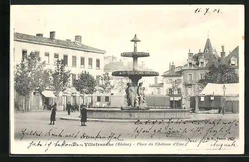 AK Villefranche, Place du Chateau d`Eau