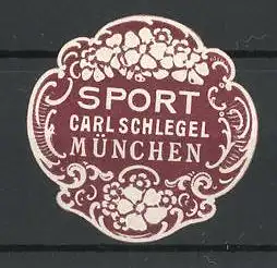 Präge-Reklamemarke Carl Schlegel, München, Abteilung Sport
