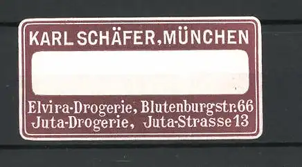 Reklamemarke Elvira-Drogerie, Karl Schäfer, Blutenburgstrasse 66, München