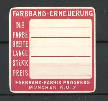 Reklamemarke Farbband-Fabrik Progress, München