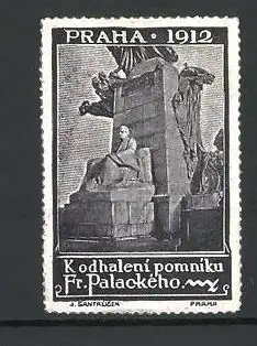 Reklamemarke Praha, Kodhaleni pomniku Fr. Palackého 1912, Ansicht eines Denkmals