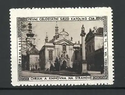 Reklamemarke Praha, Prvni Celostatni Sjezd Katoliku Csr. 1935, Chram a Knihovna na Strahove