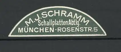 Reklamemarke Schallplatten-Abteilung M. J. Schramm, Rosenstrasse 15, München