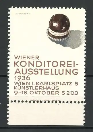 Reklamemarke Wien, Konditorei-Ausstellung 1936, Ansicht eines Mohrenkopfes
