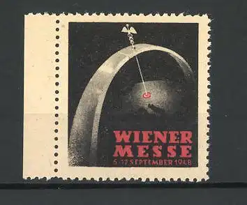 Reklamemarke Wien, Messe 1948, Hermesstab und Erdkugel