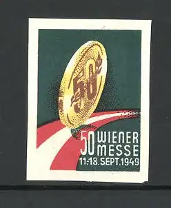 Reklamemarke Wien, Messe 1949, Ansicht einer 50 Kronen Münze