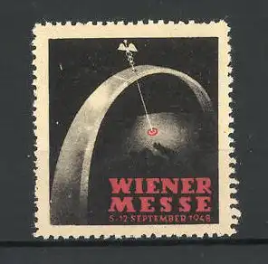 Reklamemarke Wien, Messe 1948, Hermesstab und Erdkugel