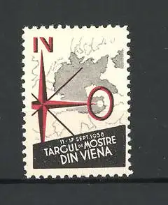 Reklamemarke Viena, Targul de Mostre 1938, Erdkugel und Himmelsrichtungsanzeiger