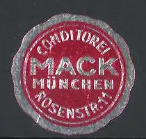 Reklamemarke Conditorei Mack, Rosenstrasse 11, München