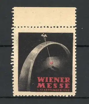 Reklamemarke Wien, Messe 1948, Erdlugel und Hermesstab