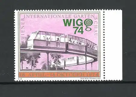 Reklamemarke Wien, Internationale Gartenschau 1974, Ansicht einer Hochbahn
