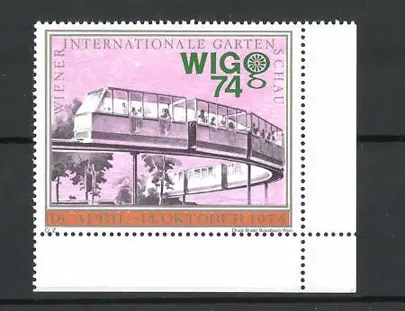 Reklamemarke Wien, Internationale Gartenschau 1974, Ansicht einer Hochbahn