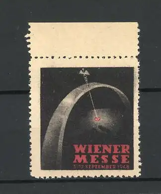 Reklamemarke Wien, Messe 1948, Hermesstab trifft auf die Erdkugel
