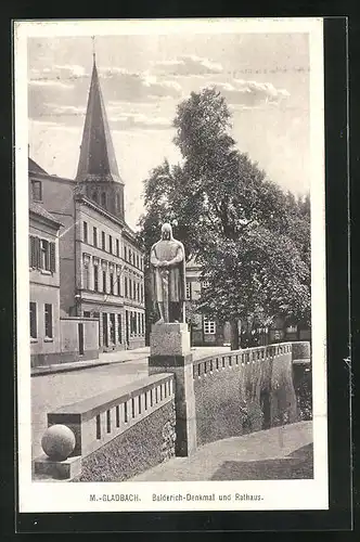 AK M.-Gladbach, Balderich-Denkmal und Rathaus