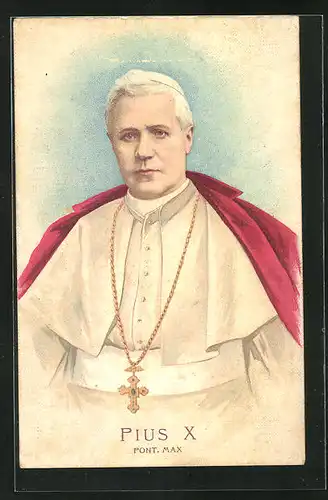 Lithographie Portrait Papst Pius X.